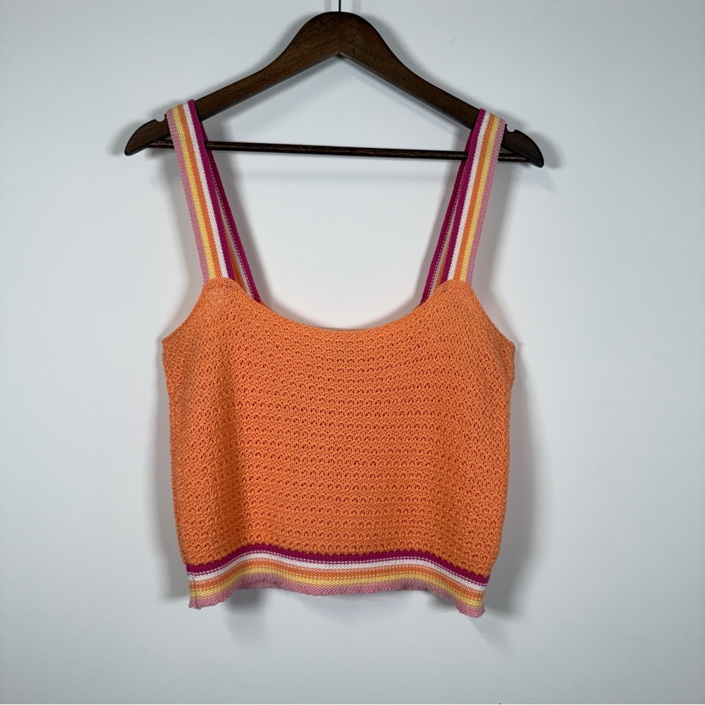 Francesca’s Blue Rain Orange Knit‎ Women's Crop Top